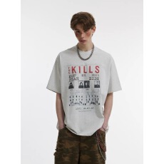 批发夏季美式潮牌复古字母印花重磅纯棉短袖 T恤男女宽松情侣百搭上衣