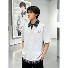 批发夏日休闲潮牌翻领 T 恤透气清爽宽松百搭时尚潮流简约气质上衣