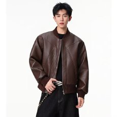 美式高级感重磅立领皮衣宽松显瘦百搭潮流帅气机车风外套男