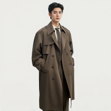 批发中长款抗皱战壕风衣简约百搭气质显瘦通勤防风舒适宽松外套