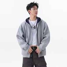 简约连帽卫衣开衫宽松舒适百搭显瘦休闲时尚潮流纯色外套