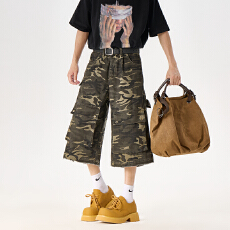 迷彩风休闲裤 男士宽松工装短裤