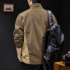 批发休闲风棕色拉链半高领外套<b class='q'>男士</b>秋冬<b class='q'>上衣</b>