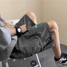 男士潮流黑色休闲短裤 夏季宽松透气款