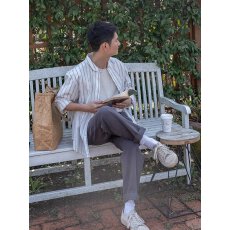 简约时尚男士条纹衬衫 休闲百搭长袖衬衣 日常外出必备单品