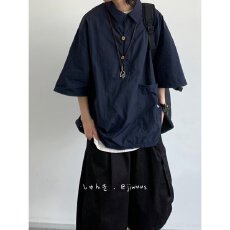 时尚简约男士宽松衬衫 夏季休闲短袖上衣 街头百搭潮流服饰