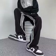 时尚休闲男裤宽松运动裤侧条纹百搭潮流长裤轻松搭配舒适透气面