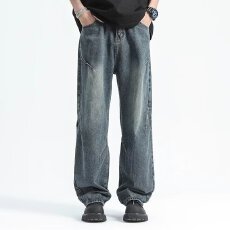 时尚男士宽松牛仔裤潮流百搭个性休闲长裤经典设计舒适透气