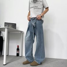 批发时尚休闲宽松牛仔裤男装潮流百搭轻便透气舒适裤子