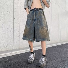 批发时尚水洗牛仔短裤男修身休闲潮流夏季百搭运动裤子