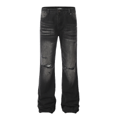 批发时尚破洞牛仔裤舒适修身男士长裤多场合百搭运动休闲风格