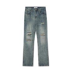 批发时尚破洞牛仔裤男士高街潮流宽松版型百搭休闲风格穿搭