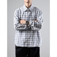 批发时尚格纹<b class='q'>衬衫</b>男士休闲<b class='q'>长袖</b>百搭轻便潮流外套清新透气适合春秋