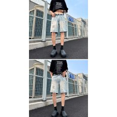 批发破洞设计休闲牛仔短裤<b class='q'>男</b>士夏季潮流宽松运动<b class='q'>裤子</b>时尚百搭舒适