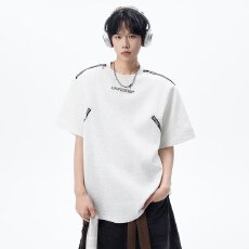 批发时尚潮流<b class='q'>男</b>女宽松短袖<b class='q'>T</b><b class='q'>恤</b>个性拉链设计黑色舒适休闲上衣