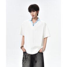 批发时尚简约<b class='q'>男士</b><b class='q'>T</b><b class='q'>恤</b>宽松<b class='q'>V领</b>设计舒适透气休闲百搭短袖上衣