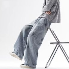 批发时尚宽松破洞牛仔裤男休闲潮流个性百搭夏季必备单品