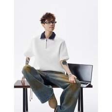 批发时尚百搭<b class='q'>男士</b>短袖<b class='q'>T</b><b class='q'>恤</b>简约潮流<b class='q'>翻领</b>休闲舒适2023新款
