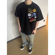 批发创意刺绣图案短袖T恤时尚潮流男士百搭上衣夏季舒适休闲款