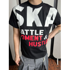 批发时尚个性黑色印花短袖T恤舒适透气休闲男士上衣潮流必备