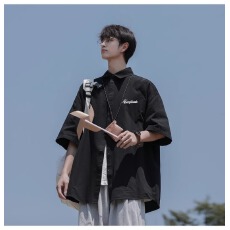 批发时尚宽松衬衫男士短袖<b class='q'>商务</b>休闲夏季透气百搭上衣
