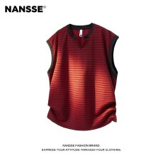批发时尚条纹<b class='q'>男</b>士无袖背心舒适透气运动休闲服装适合夏季穿搭
