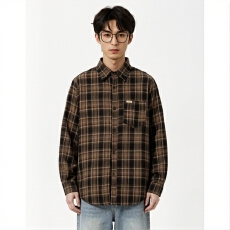 批发格纹<b class='q'>衬衫</b><b class='q'>男</b>士休闲<b class='q'>长袖</b>宽松时尚潮流上衣外套百搭设计适合春秋季