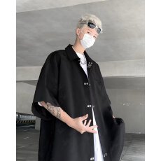 批发时尚男士街头短袖衬衫宽松百搭<b class='q'>潮</b>流印花设计适合夏季出街穿搭