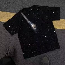 宇宙星空印花短袖T恤男士时尚潮流休闲圆领上衣百搭舒适款式