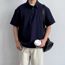 批发时尚简约男士短袖衬衫休闲百搭透气上衣舒适日常穿着