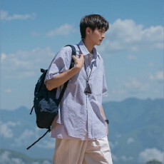 批发时尚休闲<b class='q'>男</b>士条纹短袖<b class='q'>衬衫</b>夏季薄款透气<b class='q'>衬衣</b>舒适百搭外出必备
