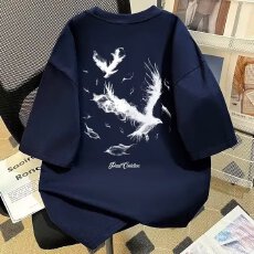 潮流个性印花短袖T恤男宽松休闲夏季基础款圆领上衣适合多场合