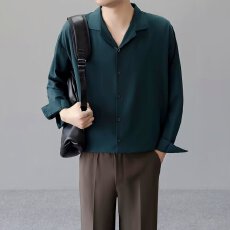 批发时尚男士宽松<b class='q'>衬衫</b>休闲百搭<b class='q'>长袖</b>上衣轻便透气适合多种场合