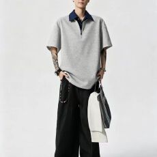 批发简约时尚短袖T恤男士修身舒适设计休闲百搭潮流服饰