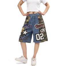 批发时尚拼接牛仔短裤潮流流行休闲宽松<b class='q'>男士</b>装扮夏季必备款