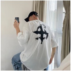 批发个性印花宽松短袖T恤潮流百搭<b class='q'>男士</b>夏季时尚休闲<b class='q'>上衣</b>