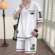 批发休闲运动套装男士<b class='q'>夏</b>季时尚宽松透气短袖短裤两件套潮流街头风