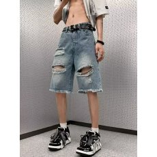 批发潮流破洞牛仔短裤夏季<b class='q'>男士</b>个性休闲五分裤时尚街头风格