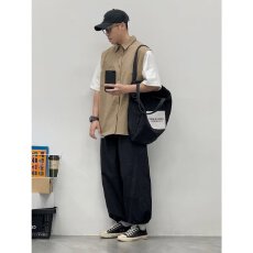 批发时尚潮流男士衬衫休闲宽松设计舒适透气多口袋百搭上衣