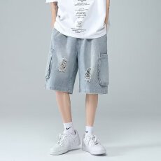 时尚破洞短裤男休闲宽松百搭潮流运动五分裤