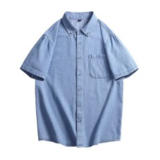 时尚休闲男士短袖衬衫透气舒适百搭简约设计适合多种场合
