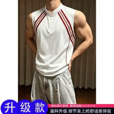 批发男士运动背心简约修身款短袖时尚休闲透气健身<b class='q'>潮</b>流设计