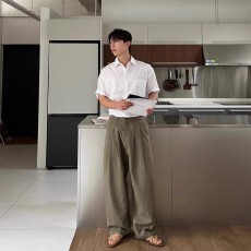 批发轻松休闲裤男士宽松设计透气舒适夏季阔腿休闲裤潮流百搭