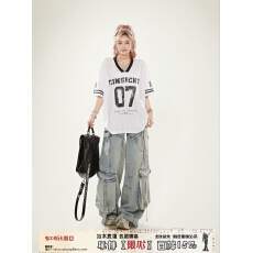批发个性百搭运动风休闲<b class='q'>T</b><b class='q'>恤</b>时尚潮流短袖男女同款宽松衫