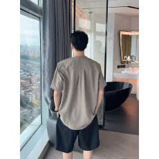 批发简约休闲黑色短袖<b class='q'>衬衫</b>透气舒适<b class='q'>男</b>士上衣时尚百搭必备