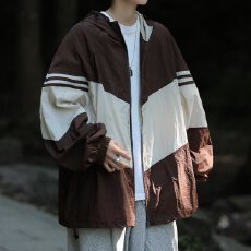 批发时尚条纹夹克<b class='q'>男</b>士薄外套休闲防风上衣秋季潮流服饰