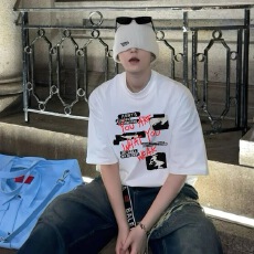 批发街头风格<b class='q'>男</b>士宽松印花T恤个性时尚休闲上衣舒适百搭短袖