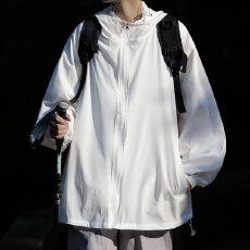 批发时尚舒适男士白色夹克<b class='q'>外套</b>户外防风透气休闲上衣