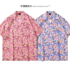 批发花卉印花短袖<b class='q'>衬衫</b>男士休闲时尚薄款潮流夏季上衣