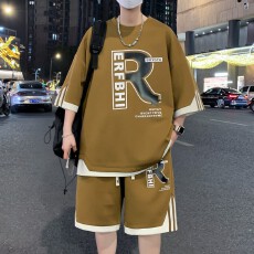 批发休闲运动套装男士宽松短袖潮流时尚夏季休闲舒适大码运动服装